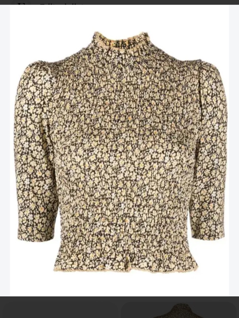 Sandro Gigi Floral Print Smocked Crop Top